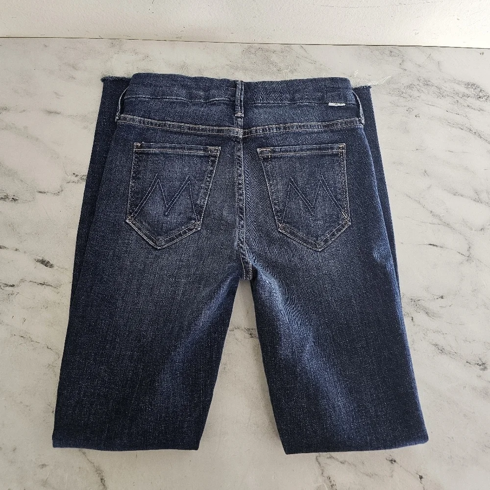 MOTHER‎ Looker Ankle Fray Mid Rise Skinny Leg Girl Crush Blue Jeans 25 Preowned